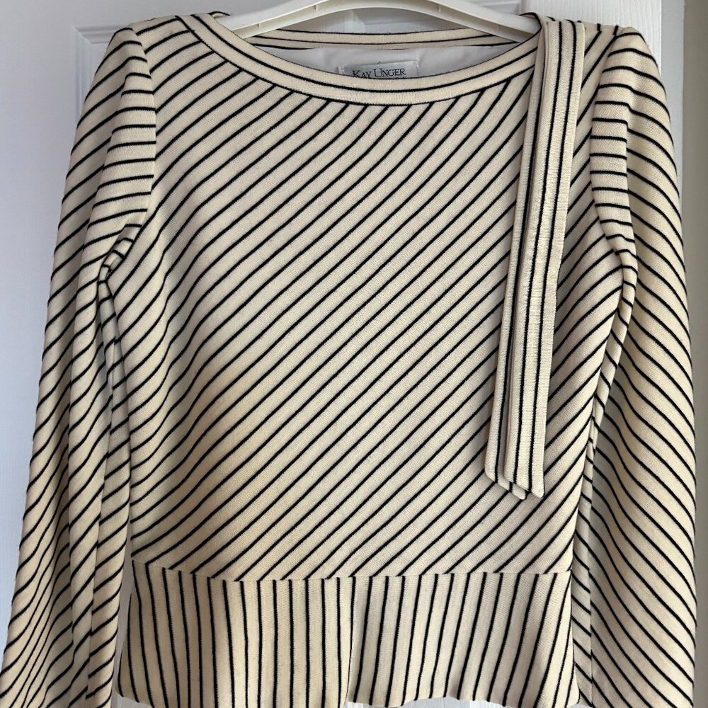 Kay Unger 100% Vintage Wool Elegant Peplum Sweater